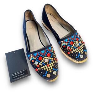 GIUSEPPE ZANOTTI DESIGN navy Jewel embellish espadrilles NWT Authenticated 5-5.5